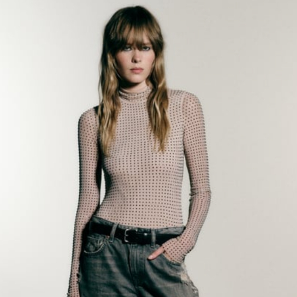 Zara rhinestones Bodysuit